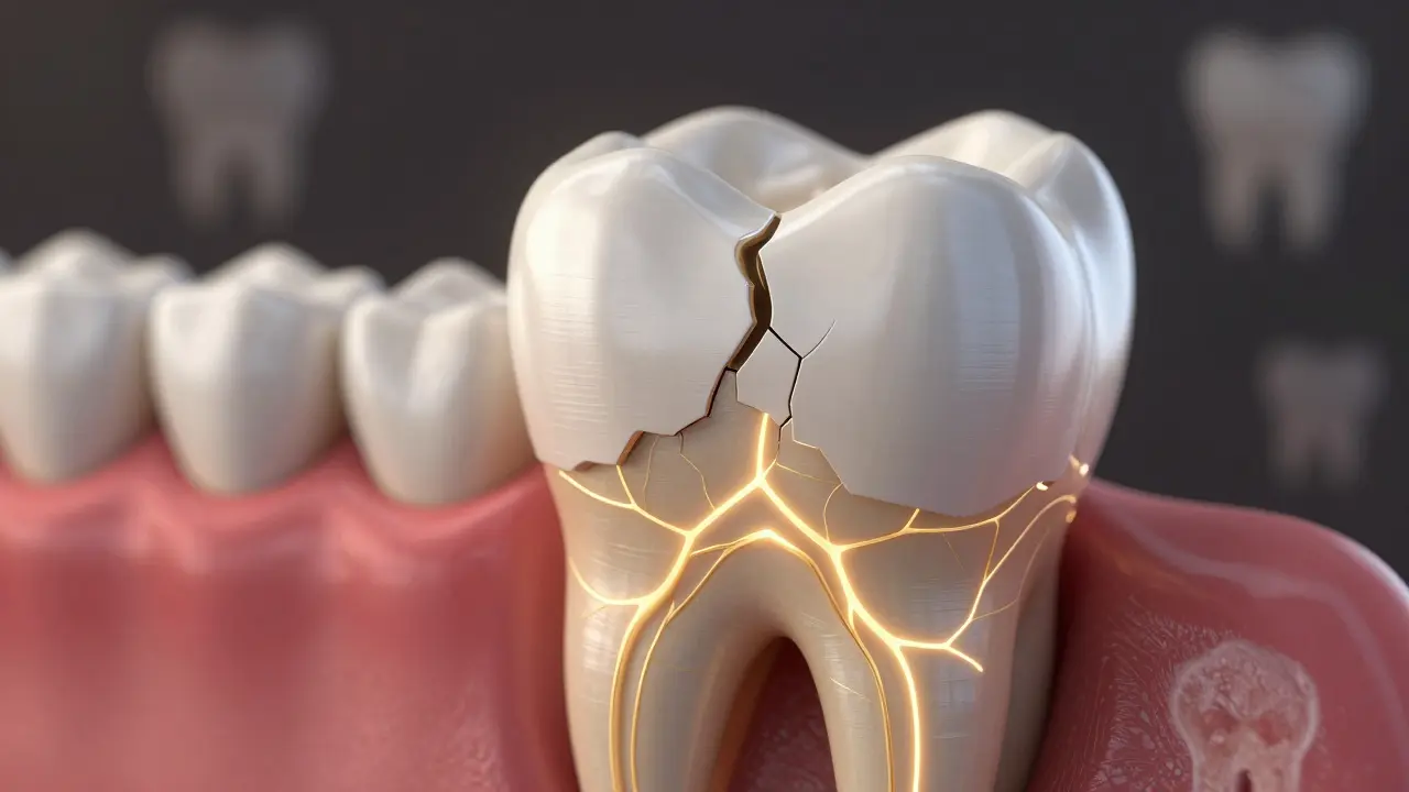 Dentin jako živá síť světelných žil pod sklovině s keramickou výplní