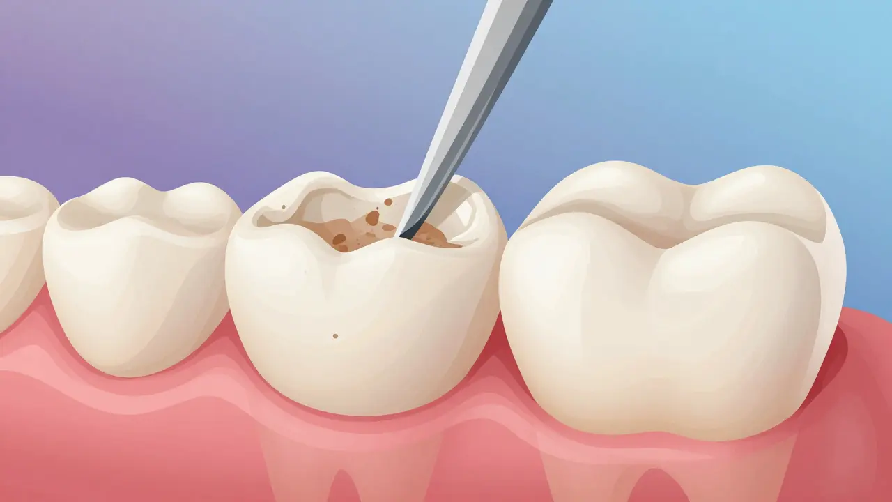 Comparison of uneven and properly polished dental filling surface.