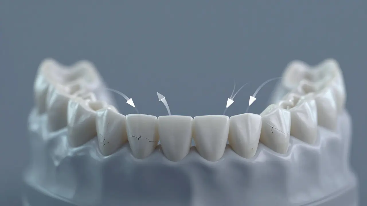 Conceptual diagram showing balanced jaw pressure after filling adjustment.