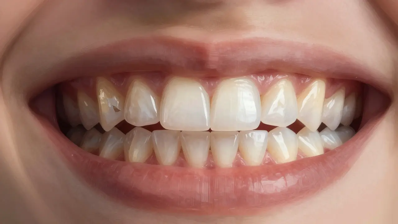 Porovnání starých, poškozených zubů a nových, bílých veneers v jedné scéně, symbolizující omlazení.