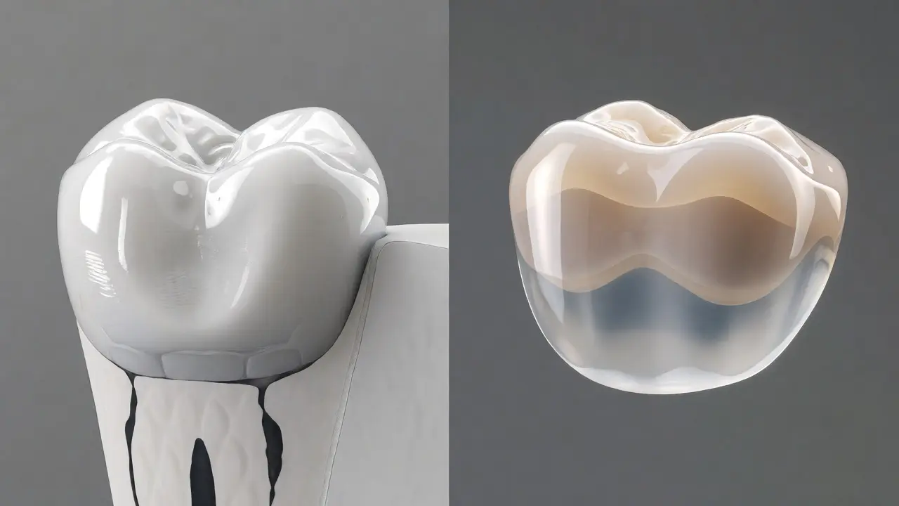 Porovnání pevné zirkonové a estetické porcelánové zubní náhrady