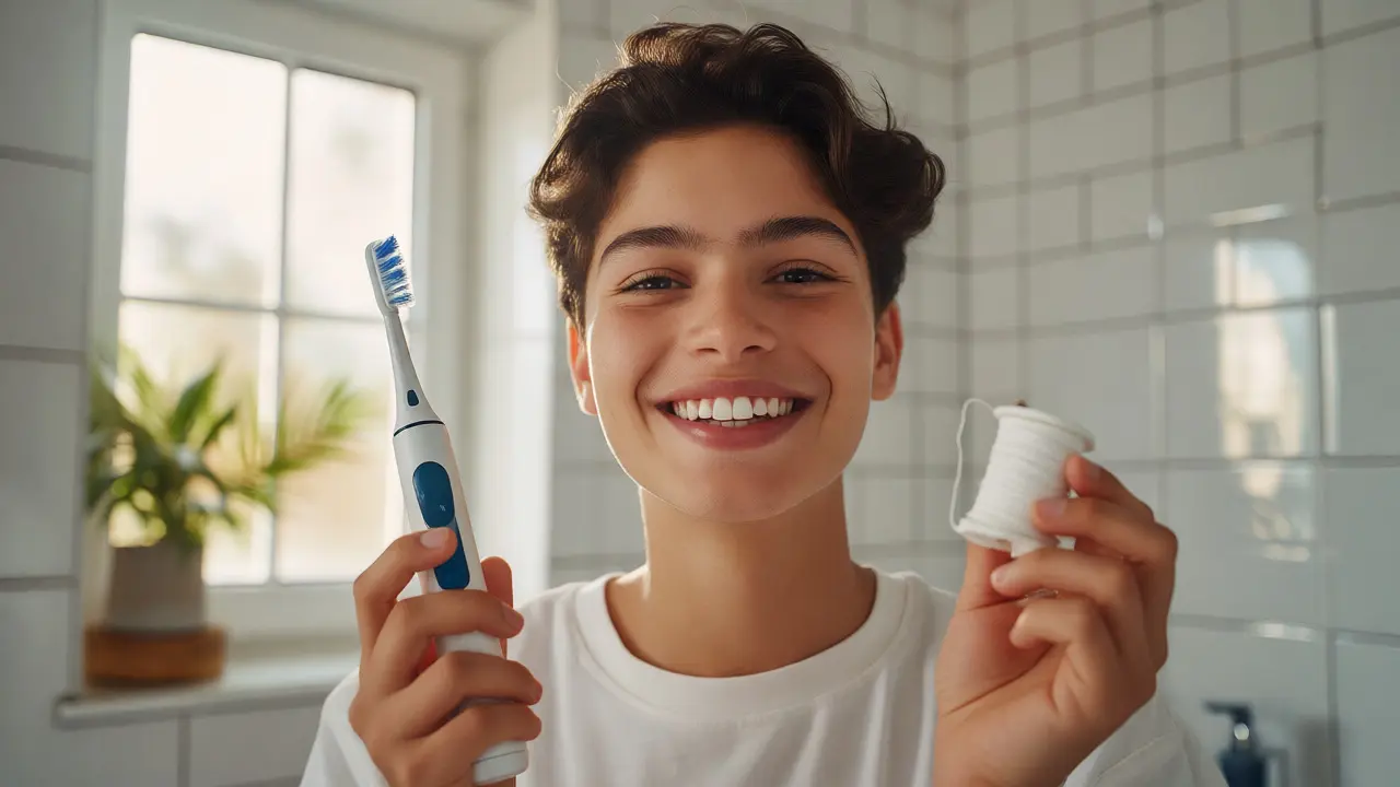 Úsměv se zdravými bílými zuby po dentální hygieně