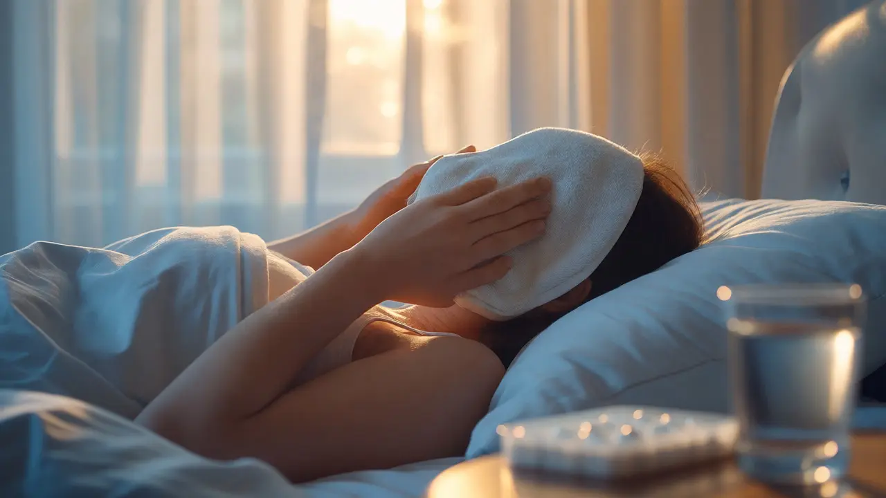 Aplikace studeného obkladu na tvář pro úlevu od bolesti