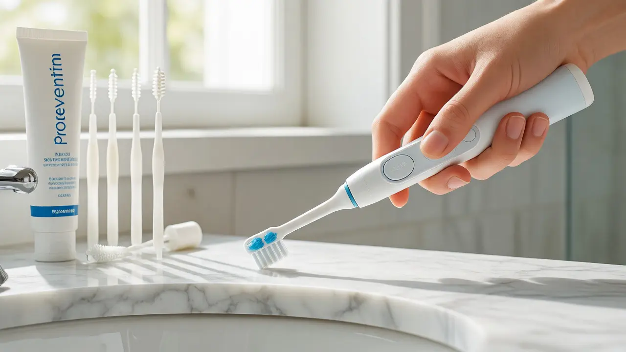 Používání elektrického kartáčku a mezizubních pomůcek pro prevenci
